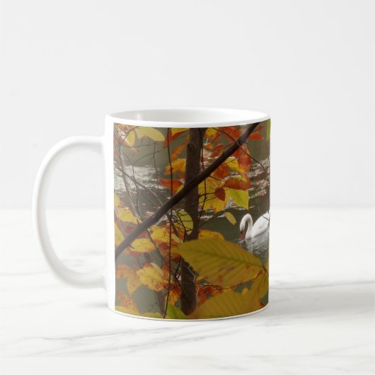 Herfstvijver met zwaan koffiemok (Links)