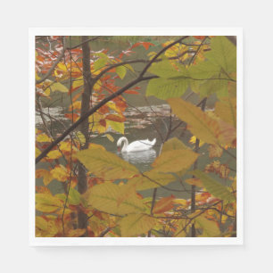 Herfstvijver met zwaan servet