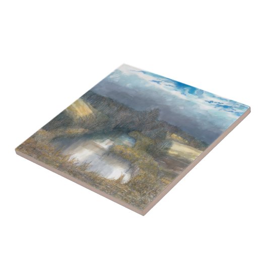 herfstvijver tegeltje (Zijkant)