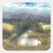 herfstvijver vierkante sticker (Voorkant)
