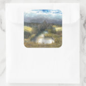 herfstvijver vierkante sticker (Tas)