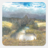 herfstvijver vierkante sticker (Voorkant)
