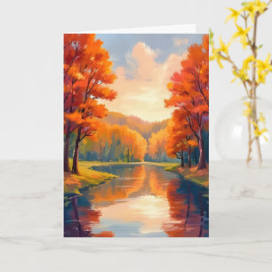 Herfstvijver Waterverf Natuur Herfstbladeren Kaart