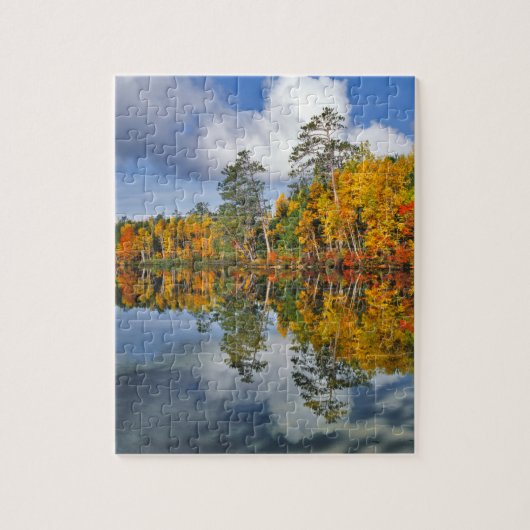 Herfstvijverreflecties, Maine Legpuzzel (Verticaal)