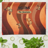 Herfstvlinders roodbruin theedoek (Gevouwen)