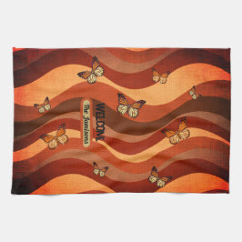 Herfstvlinders roodbruin theedoek