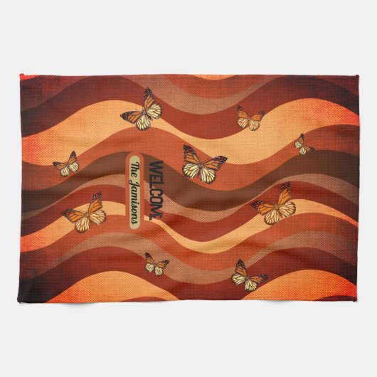Herfstvlinders roodbruin theedoek (Horizontaal)