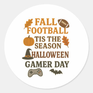 Herfstvoetbal Is Het Seizoen Halloween Gamer Dag Ronde Sticker