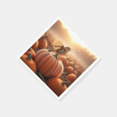 Herfstvogel zingt op een pompoen servet (Hoek)