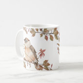 Herfstvogels Bloemen en bladeren Waterverf Koffiemok (Voorkant links)