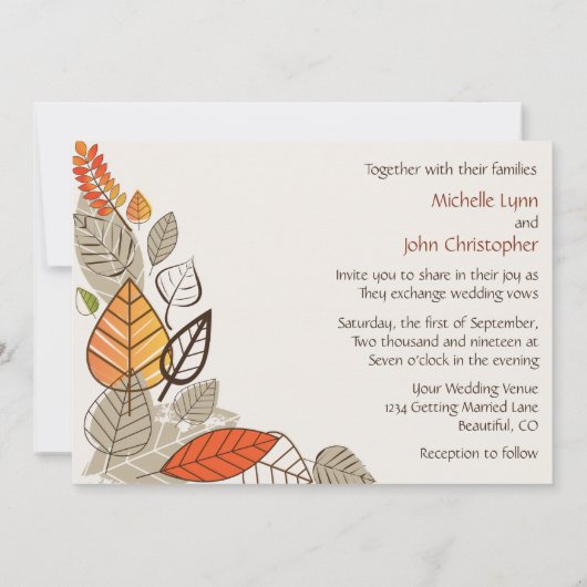 Herfstvogels en bladeren Casual huwelijksuitnodigi Kaart (Achterkant)