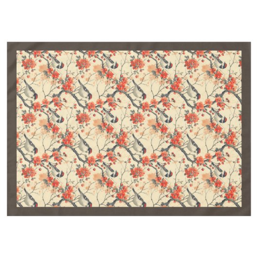 Herfstvogels en bloemen tafelkleed Seizoensgebonde (Voorkant (Horizontaal))