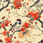 Herfstvogels en bloemen tafelkleed Seizoensgebonde