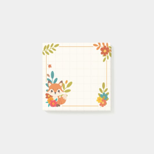 Herfstvos Bloemen En Bladeren Post-it® Notes (Voorkant)