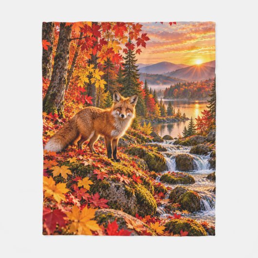 Herfstvos Bosland Fleece Deken (Voorkant)