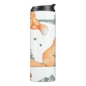 Herfstvos. Handbeschilderde waterverf naadloos Thermosbeker (Gedraaid links)