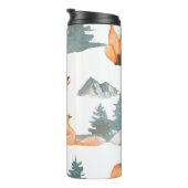 Herfstvos. Handbeschilderde waterverf naadloos Thermosbeker (Geroteerd rechts)