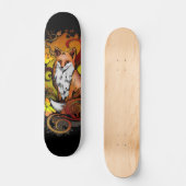 Herfstvos Illustratie met Zwarte Achtergrond Persoonlijk Skateboard (Voorkant)