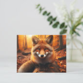Herfstvos in esthetische & Schattigee Bos Charm Briefkaart (Staand voorkant)
