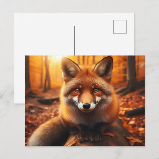 Herfstvos in esthetische & Schattigee Bos Charm Briefkaart (Voorkant / Achterkant)