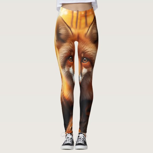 Herfstvos in esthetische & Schattigee Bos Charm Leggings (Voorkant)