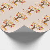 Herfstvos met pompoen aangepaste tekst cadeaupapier (Hoek)