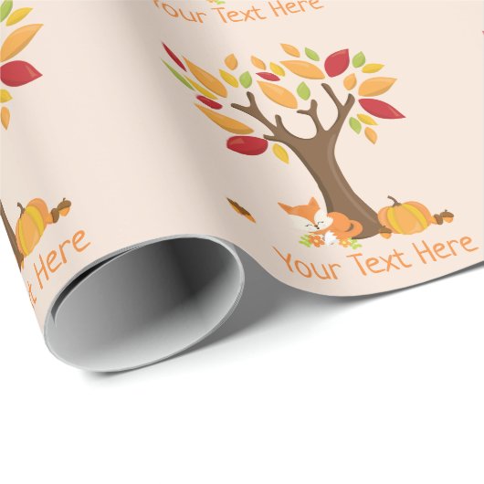 Herfstvos met pompoen aangepaste tekst cadeaupapier (Rol Hoek)