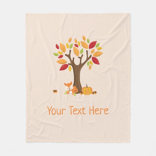 Herfstvos met pompoen aangepaste tekst fleece deken (Voorkant)