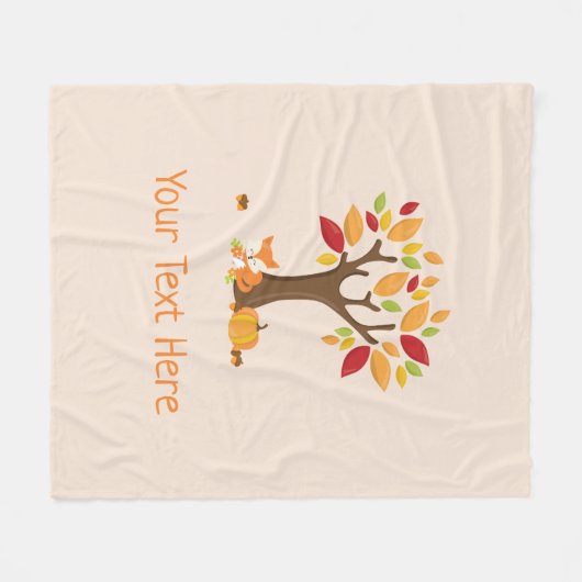 Herfstvos met pompoen aangepaste tekst fleece deken (Voorkant (Horizontaal))