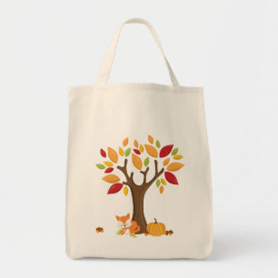 Herfstvos onder de Herfst bladeren pompoen Tote Bag
