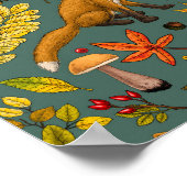 Herfstvossen op dennen groen poster (Hoek)