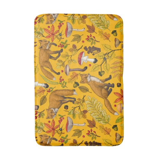 Herfstvossen op sinaasappel badmat (Voorkant Verticaal)