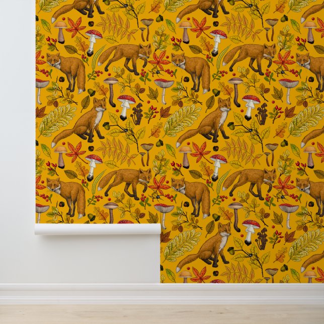 Herfstvossen op sinaasappel behang (Applicatie)