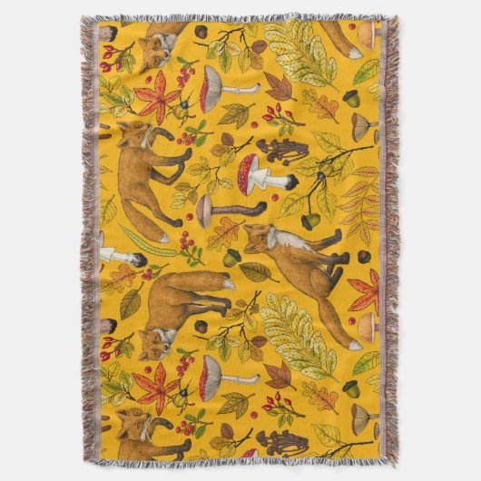 Herfstvossen op sinaasappel deken (Voorkant Verticaal)