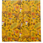 Herfstvossen op sinaasappel douchegordijn (Voorkant)