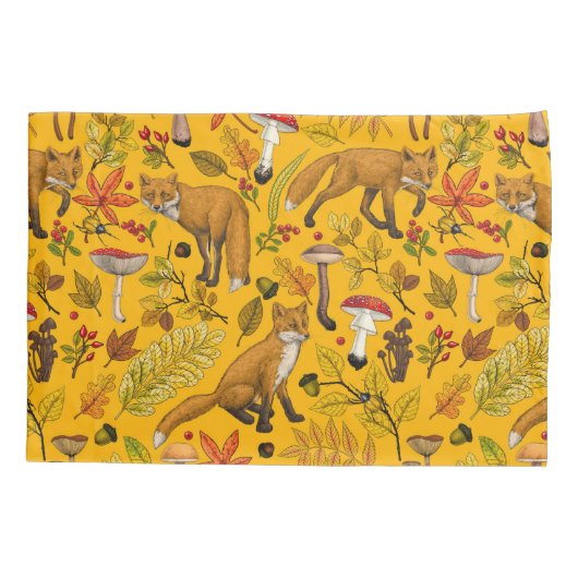 Herfstvossen op sinaasappel kussensloop (Achterkant-Links)