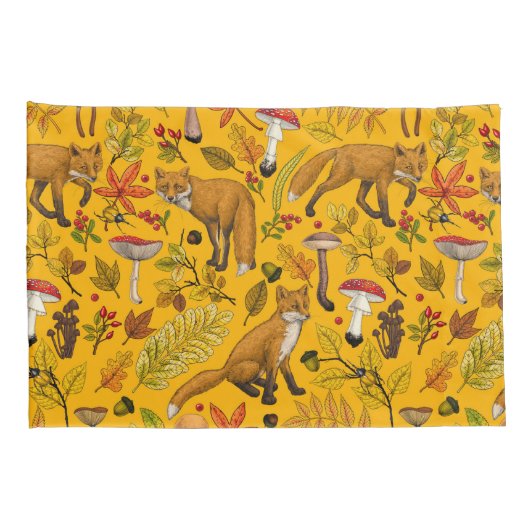 Herfstvossen op sinaasappel kussensloop (Achterkant-Rechts)