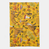 Herfstvossen op sinaasappel theedoek (Verticaal)