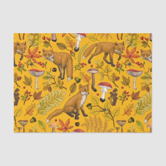 Herfstvossen op sinaasappel tissuepapier (Voorkant)