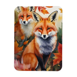 Herfstvossen Waterverf Magneet