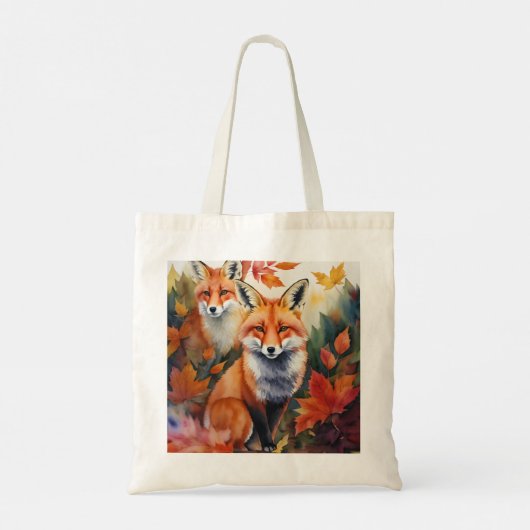 Herfstvossen Waterverf Tote Bag (Achterkant)
