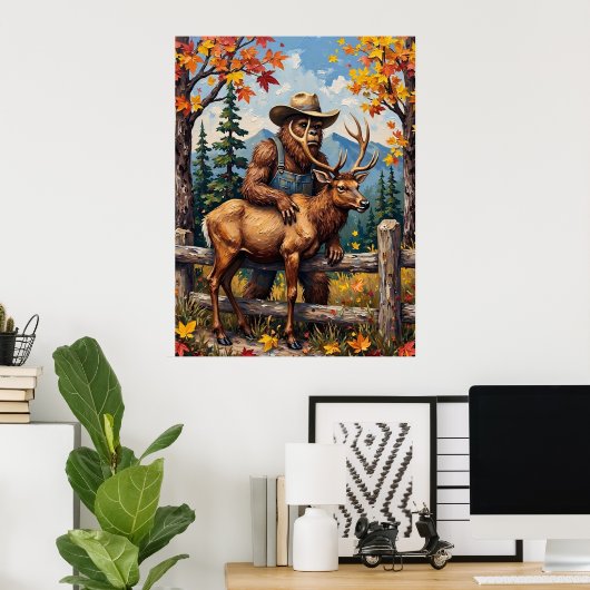 Herfstvrienden: Bigfoot en de Wapiti Poster (Thuiskantoor)