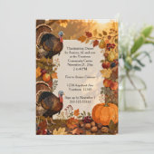 Herfstvruchten met kalkoenen Thanksgiving Kaart (Staand voorkant)
