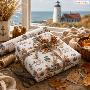 Herfstvuurtoren Bruin Oranje Herfstseizoen  Cadeaupapier