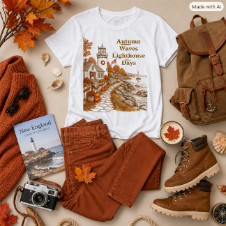 Herfstvuurtoren Kuststijl Bruin Oranje T-shirt