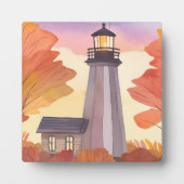 Herfstvuurtoren | Waterverf herfstloof Fotoplaat (Voorkant)