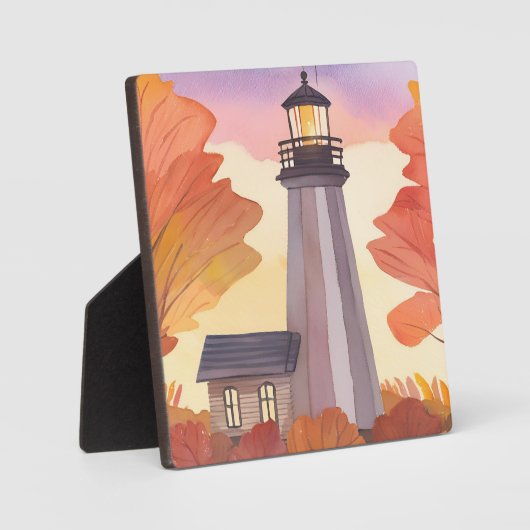 Herfstvuurtoren | Waterverf herfstloof Fotoplaat (Voorkant)