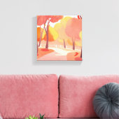 Herfstwandeling | Abstracte Aquarel Canvas Afdruk (Insitu (Woonkamer))