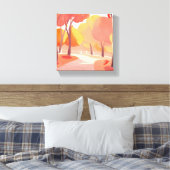 Herfstwandeling | Abstracte Aquarel Canvas Afdruk (Insitu (Slaapkamer))