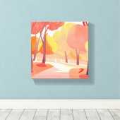 Herfstwandeling | Abstracte Aquarel Canvas Afdruk (Insitu (Houten vloer))